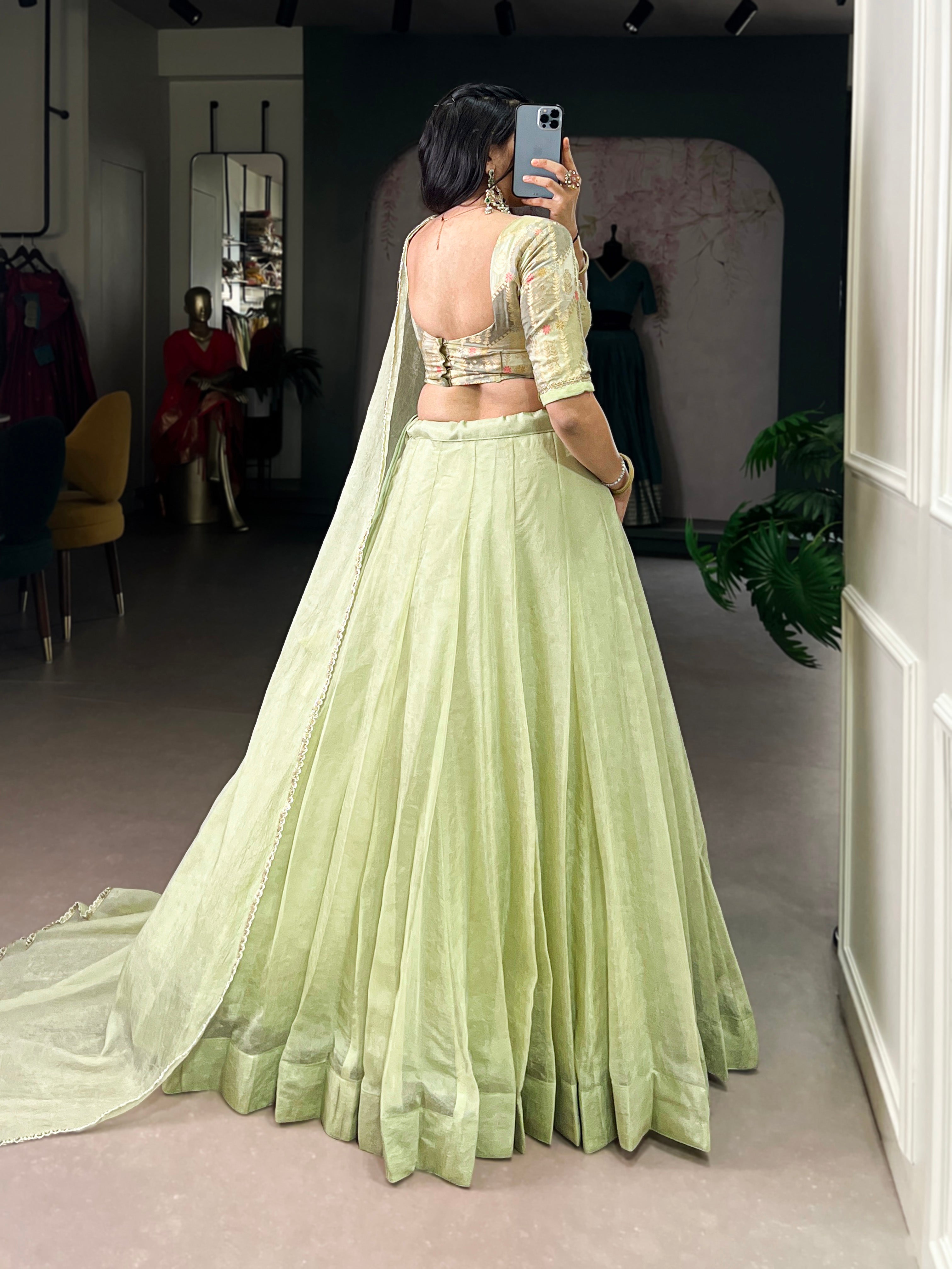 Yuvika Green Color Allen Crush Sequins and Beads Work Lehenga Choli