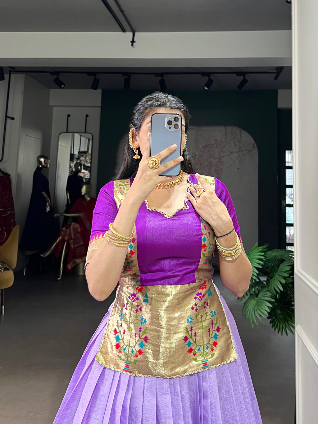 Vini Lavender Color Cotton Silk Zari Weaving Co-ord Set Lehenga