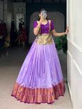 Vini Lavender Color Cotton Silk Zari Weaving Co-ord Set Lehenga