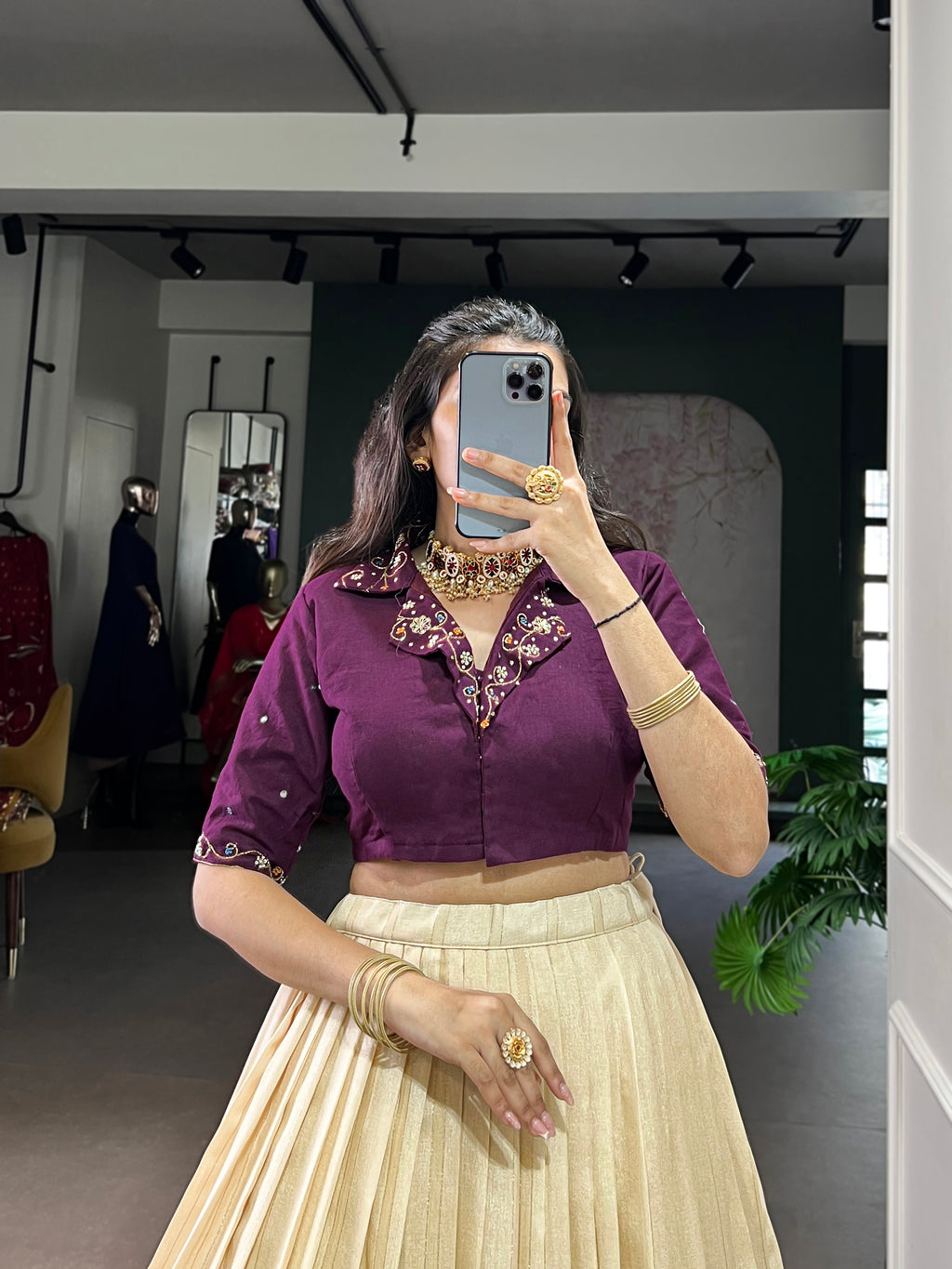 Nira Off-White Color Poly Cotton Zari Weaving Co-ord Set Lehenga