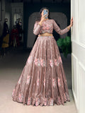 Anya Brown Color Fendi Sequins Embroidery Co-ord Lehenga Set