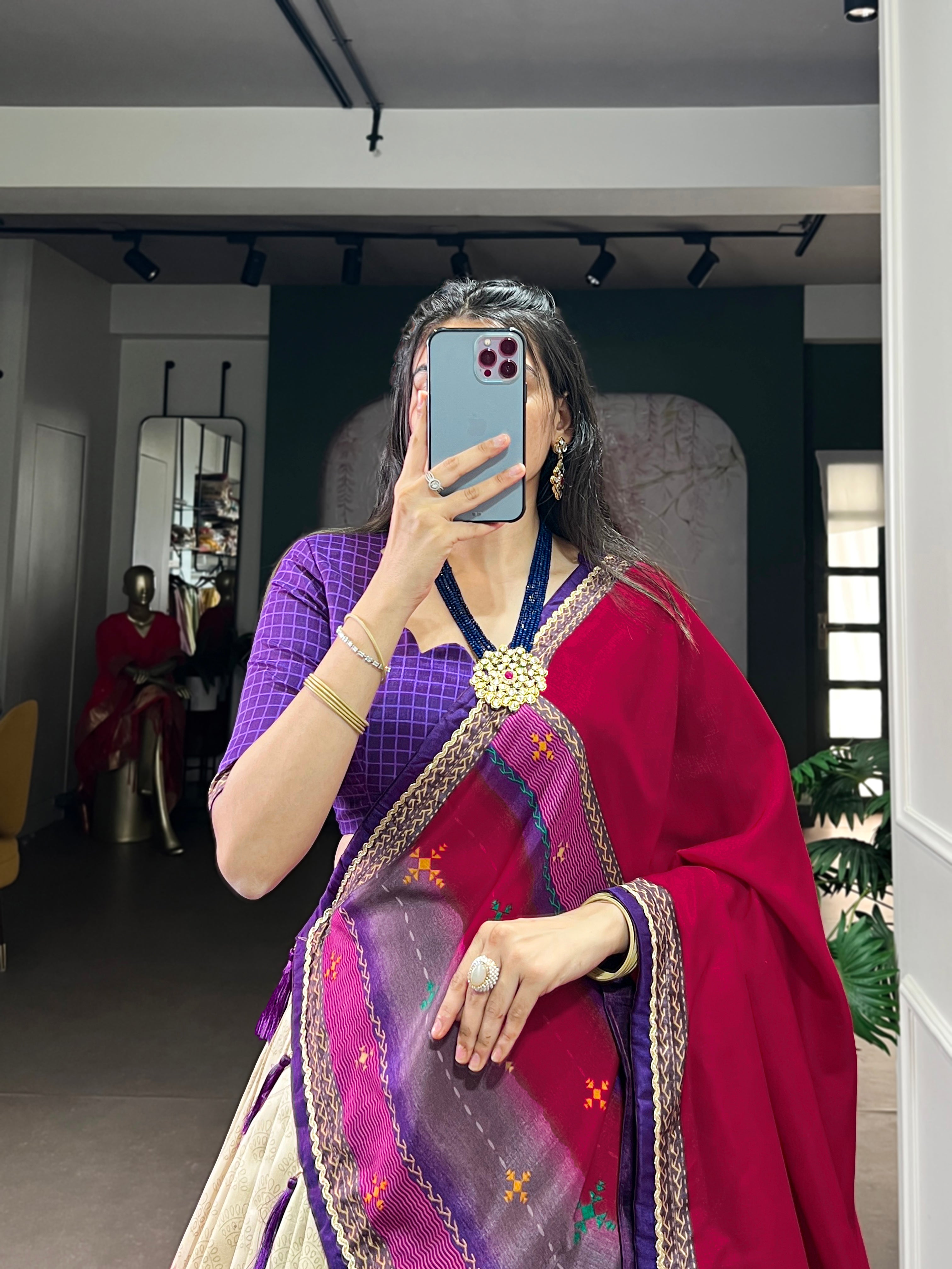 Siri Purple Color Tasar Silk Dye Printed Lehenga Choli with Dupatta