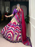 Siri Purple Color Tasar Silk Dye Printed Lehenga Choli with Dupatta