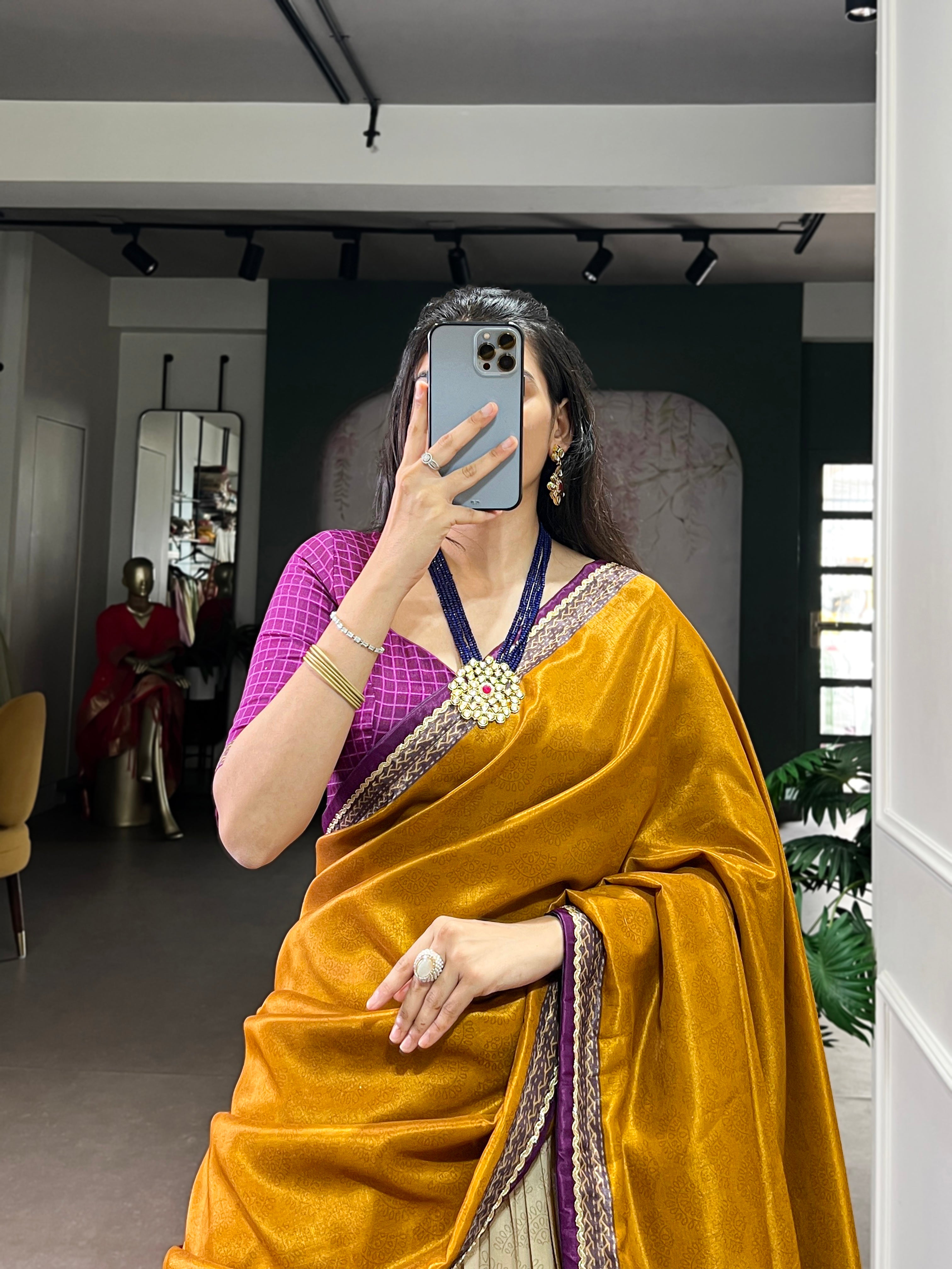 Siri Wine Color Tasar Silk Dye Printed Lehenga Choli with Dupatta