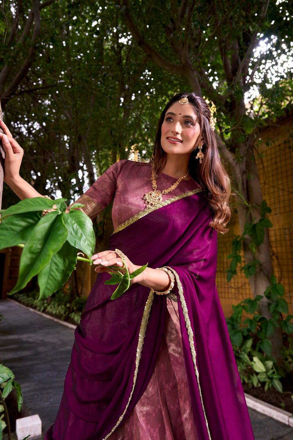 Suvarna Pink Color Dupion Silk Zari Weaving Work Half Saree Lehenga