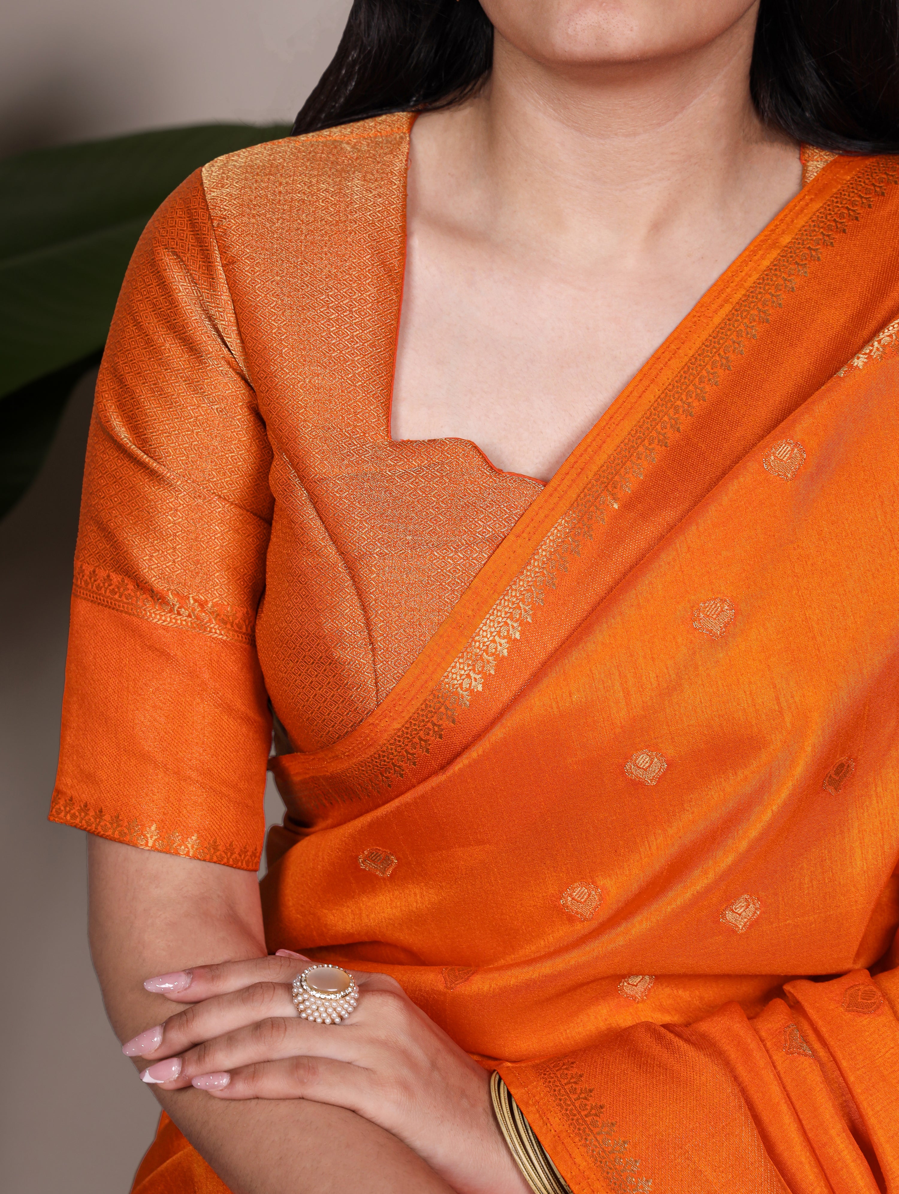 Orange Color Roop Silk Zari Weaving Saree with Unstitched Blouse