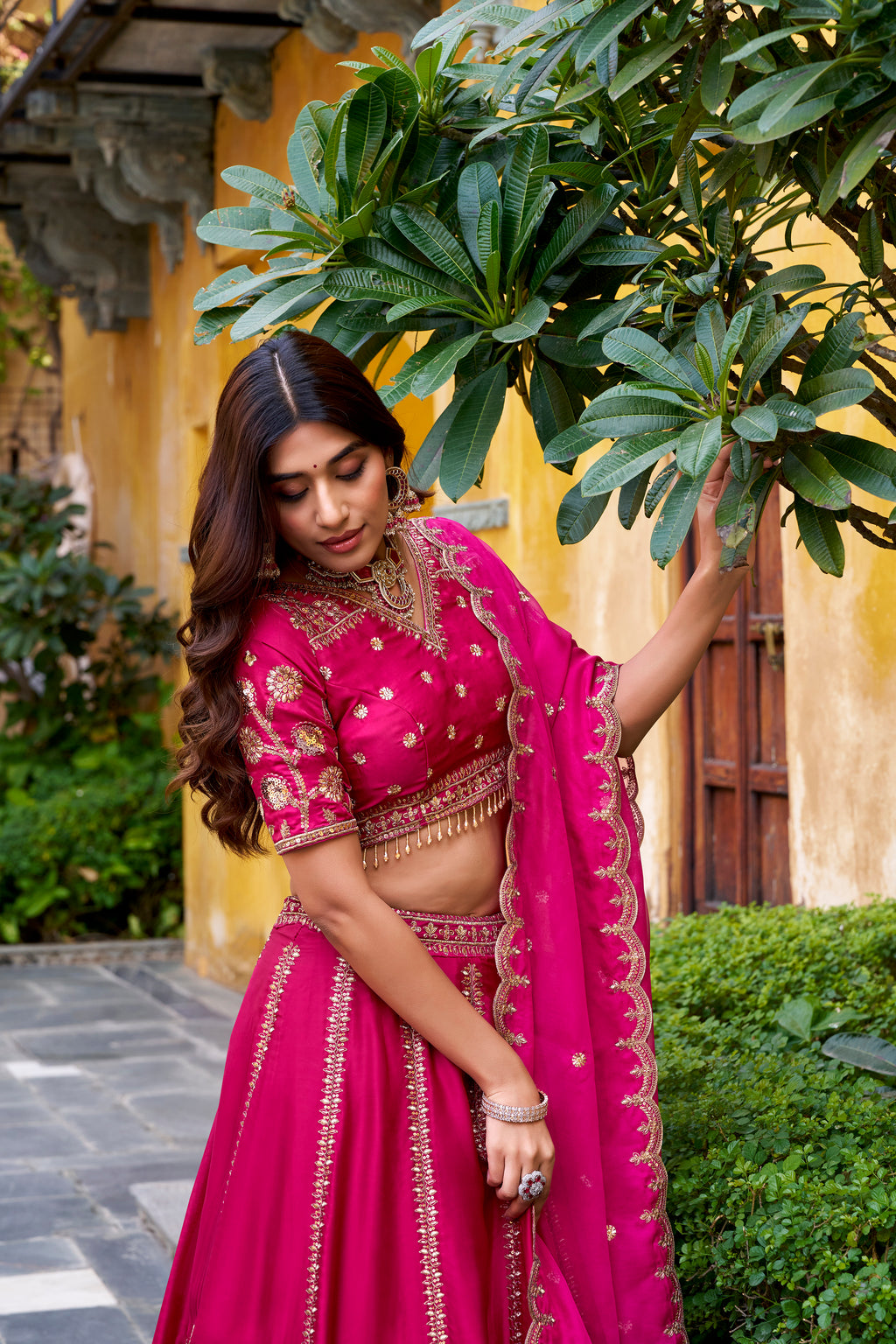 Aarika Pink Color Natural Silk Sequins and Thread Embroidery Work Lehenga Choli