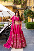 Aarika Pink Color Natural Silk Sequins and Thread Embroidery Work Lehenga Choli