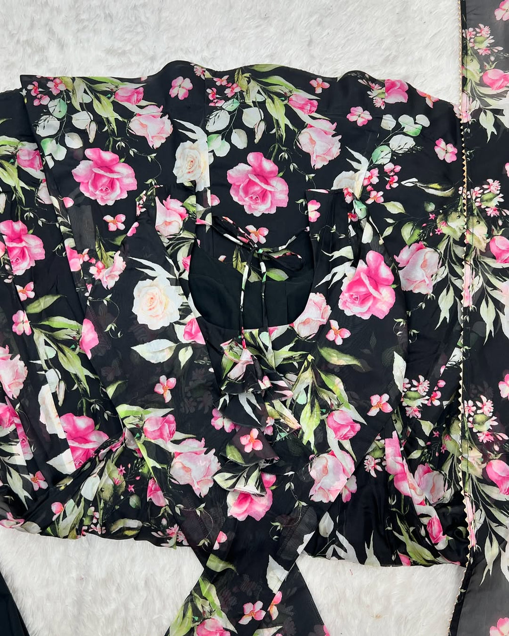 Aashvi Soft Organza Black Anarkali Suit Set