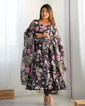 Aashvi Soft Organza Black Anarkali Suit Set