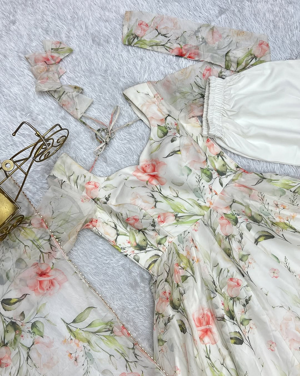 Aashvi White Pure Soft Organza Anarkali Suit Set