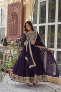 Akshita Purple Embroidery Georgette Anarkali Gown Set