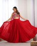 Amaya Red Pure Soft Fox Georgette Lehenga Set