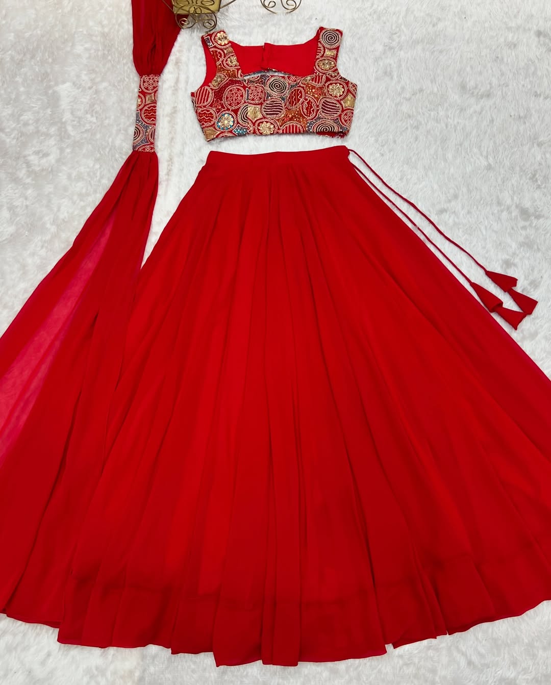 Amaya Red Pure Soft Fox Georgette Lehenga Set