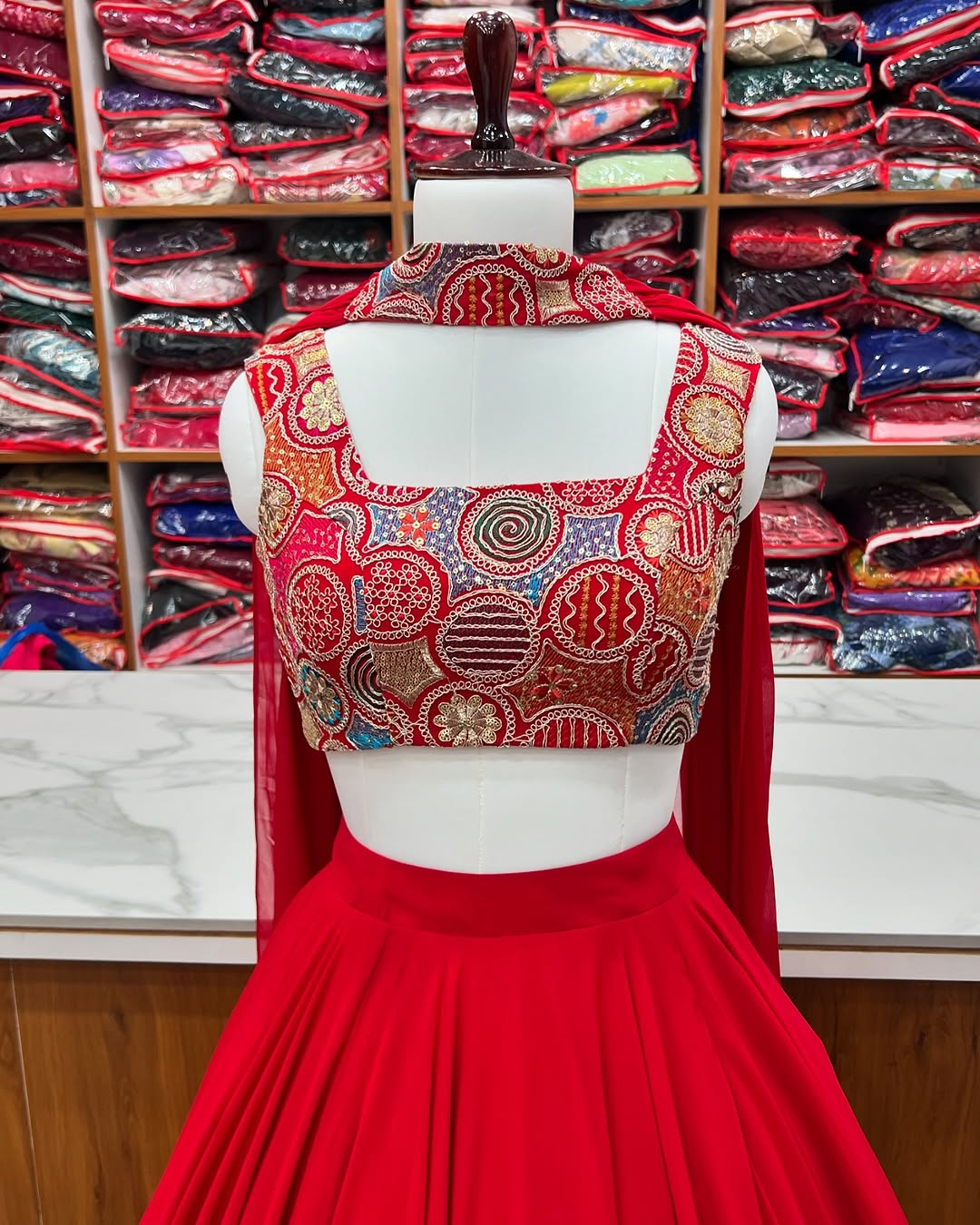 Amaya Red Pure Soft Fox Georgette Lehenga Set