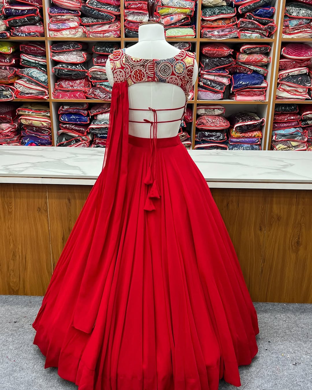 Amaya Red Pure Soft Fox Georgette Lehenga Set