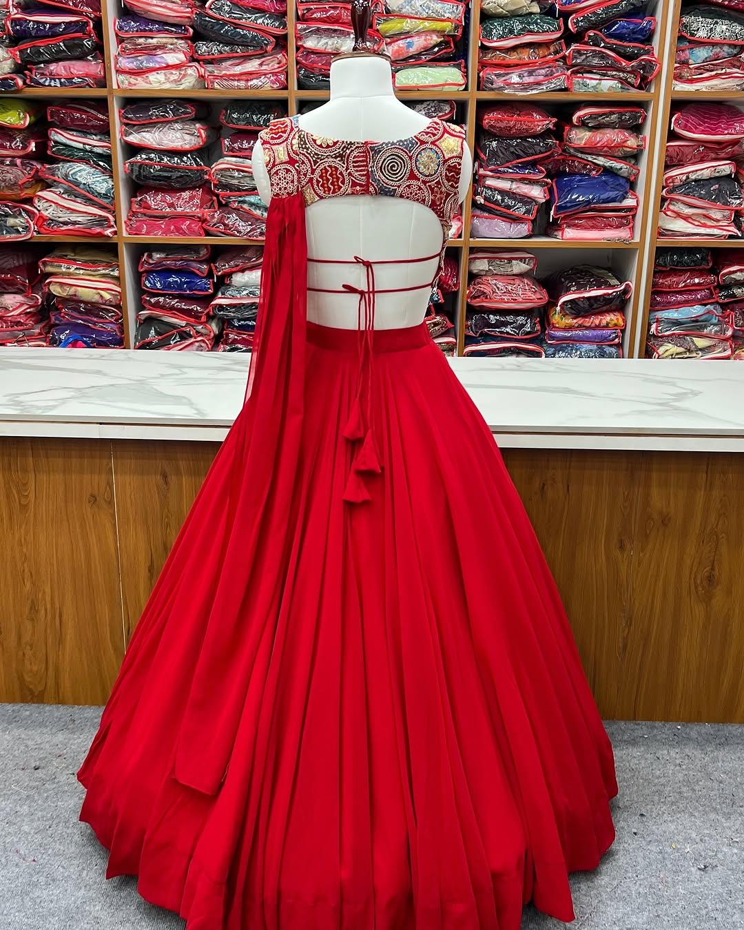 Amaya Red Pure Soft Fox Georgette Lehenga Set