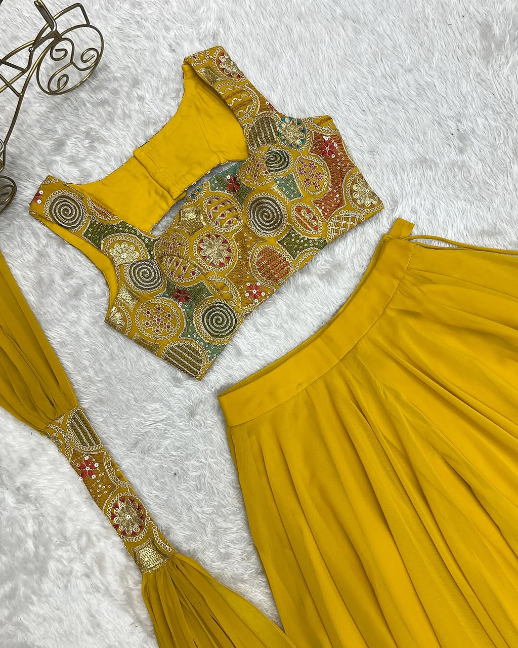 Amaya Pure Soft Fox Georgette Yellow Lehenga Set