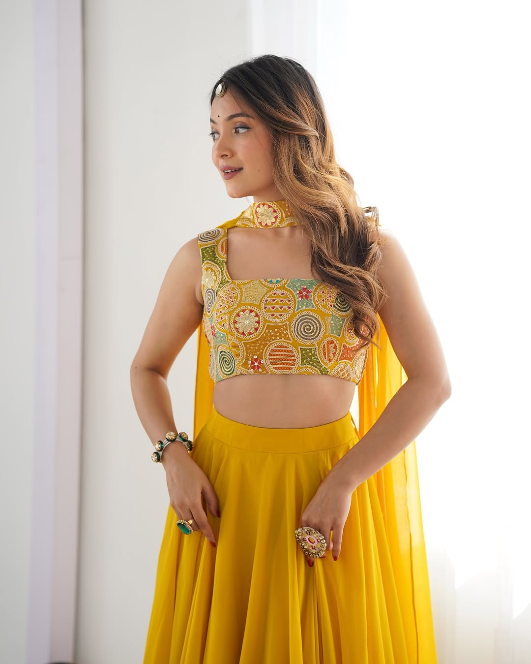 Amaya Pure Soft Fox Georgette Yellow Lehenga Set