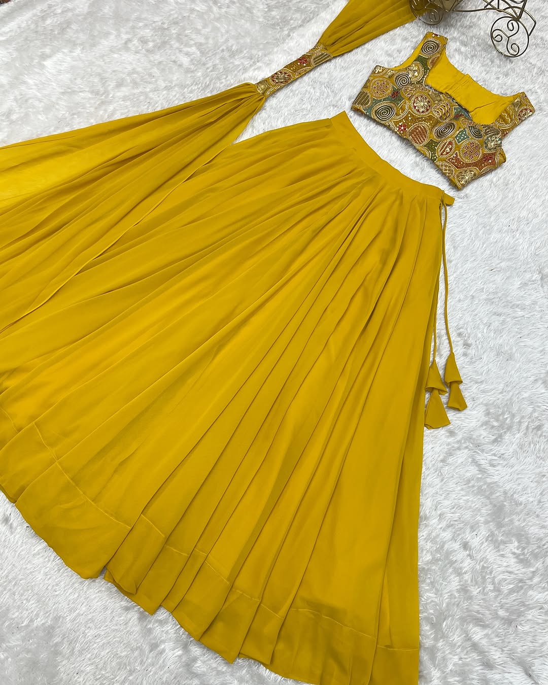 Amaya Pure Soft Fox Georgette Yellow Lehenga Set