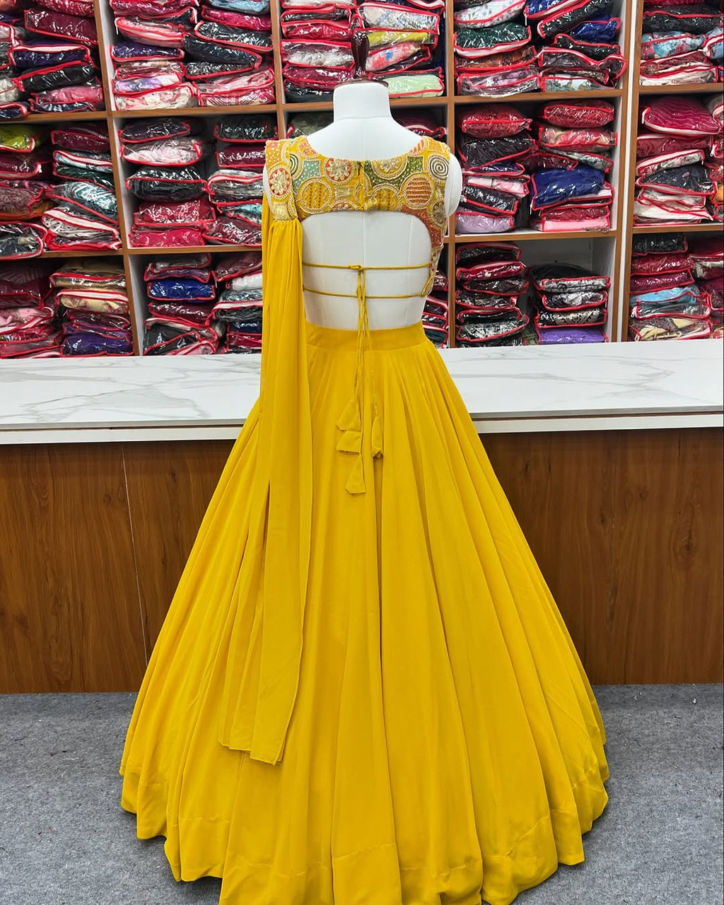 Amaya Pure Soft Fox Georgette Yellow Lehenga Set