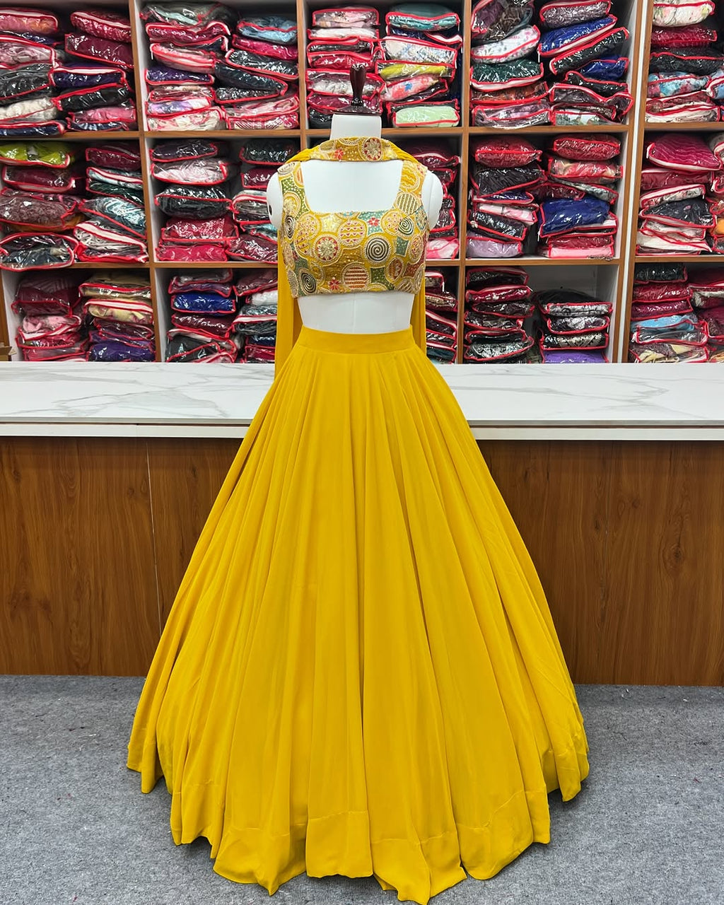 Amaya Pure Soft Fox Georgette Yellow Lehenga Set