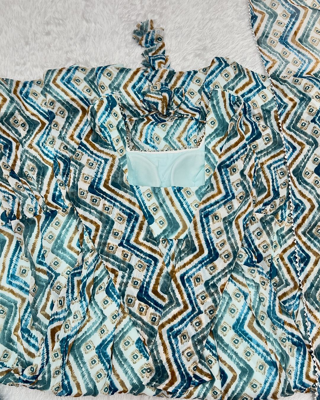 Ameyaa Blue Georgette Anarkali Suit Set