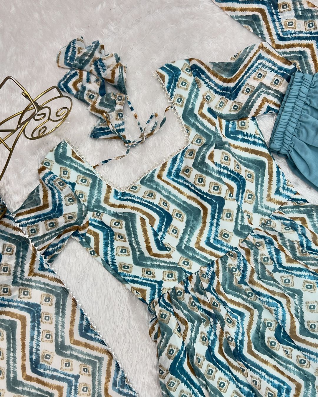 Ameyaa Blue Georgette Anarkali Suit Set