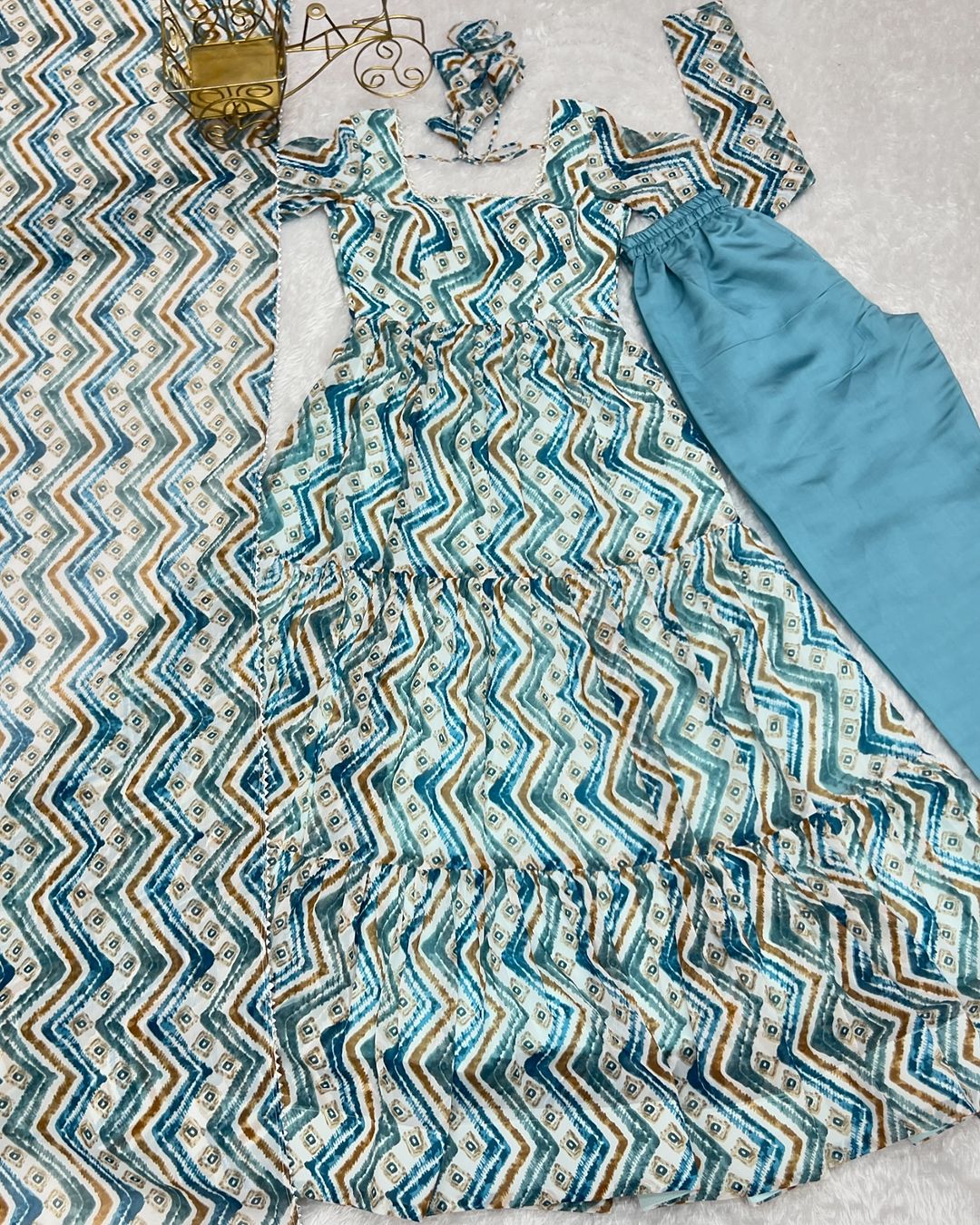 Ameyaa Blue Georgette Anarkali Suit Set