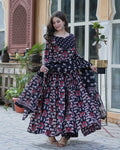 Pure Cotton Printed Black Kurti Suit Set