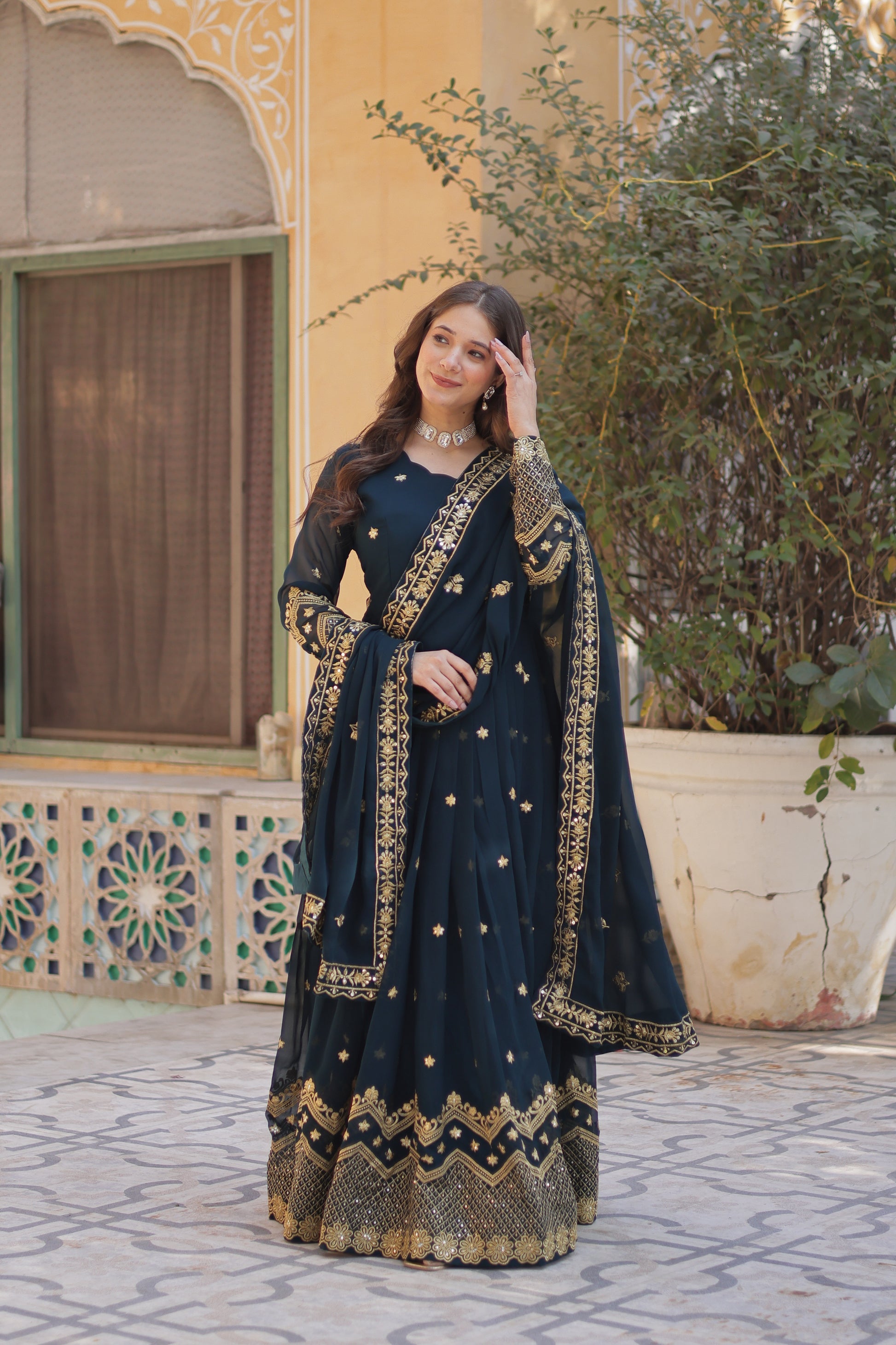 Avyuktha Rama Georgette Embroidery Anarkali Gown Set