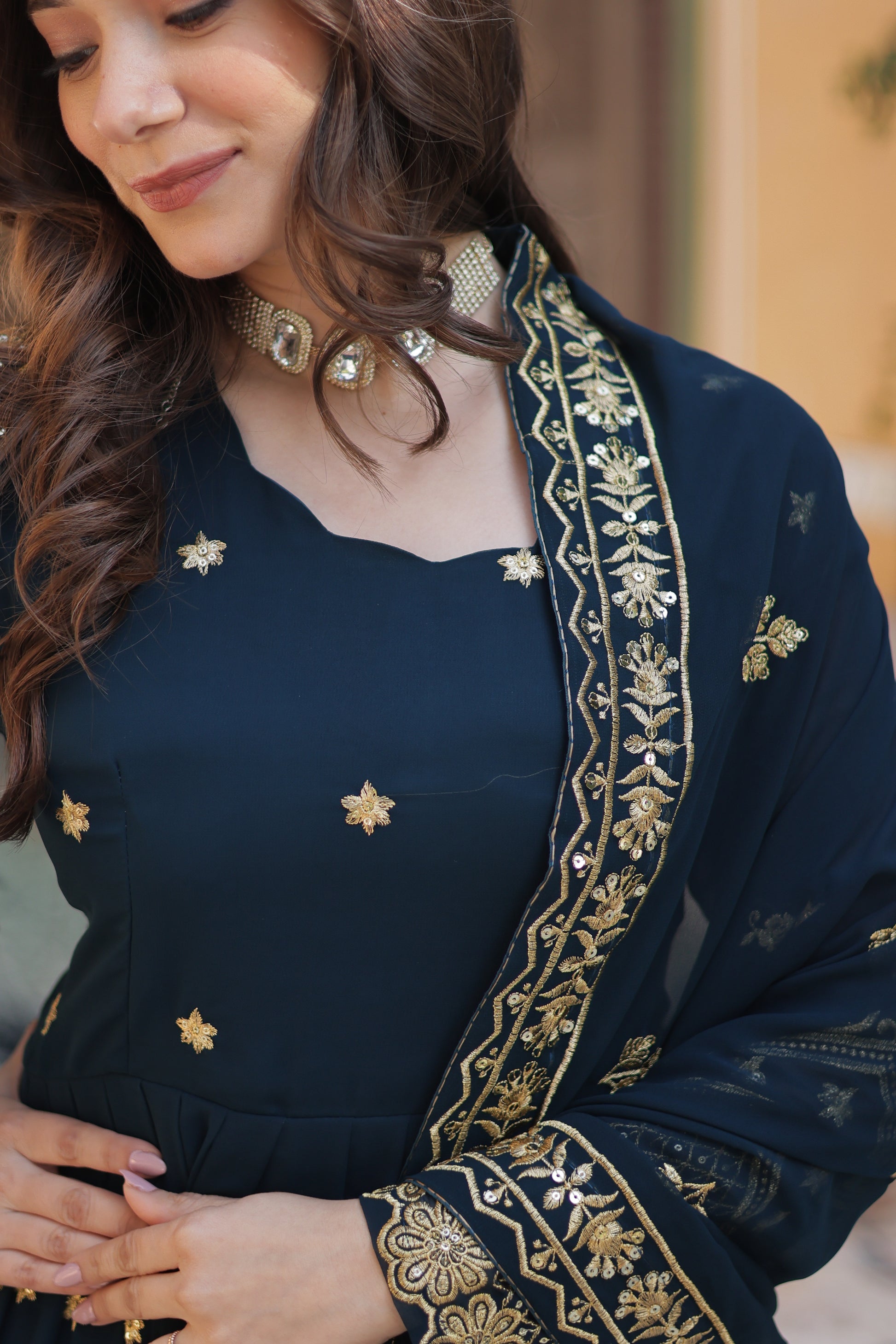 Avyuktha Rama Georgette Embroidery Anarkali Gown Set