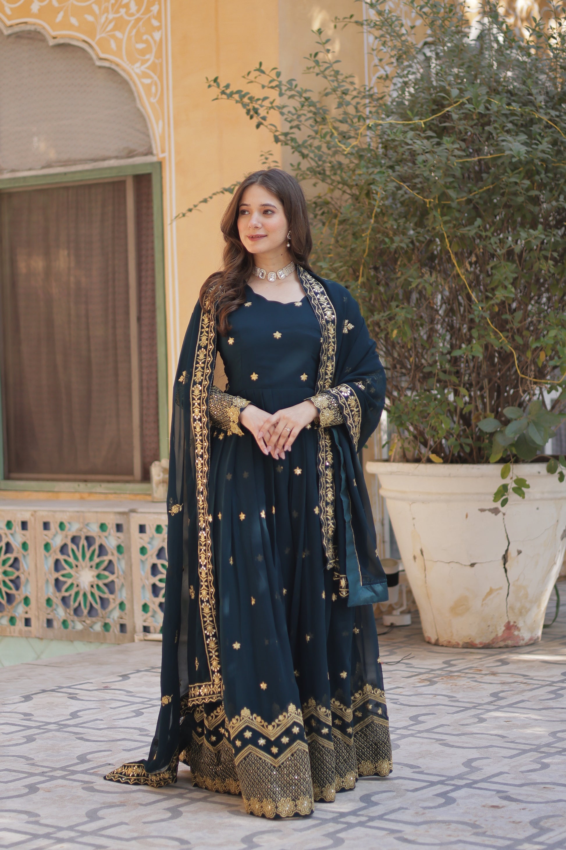 Avyuktha Rama Georgette Embroidery Anarkali Gown Set