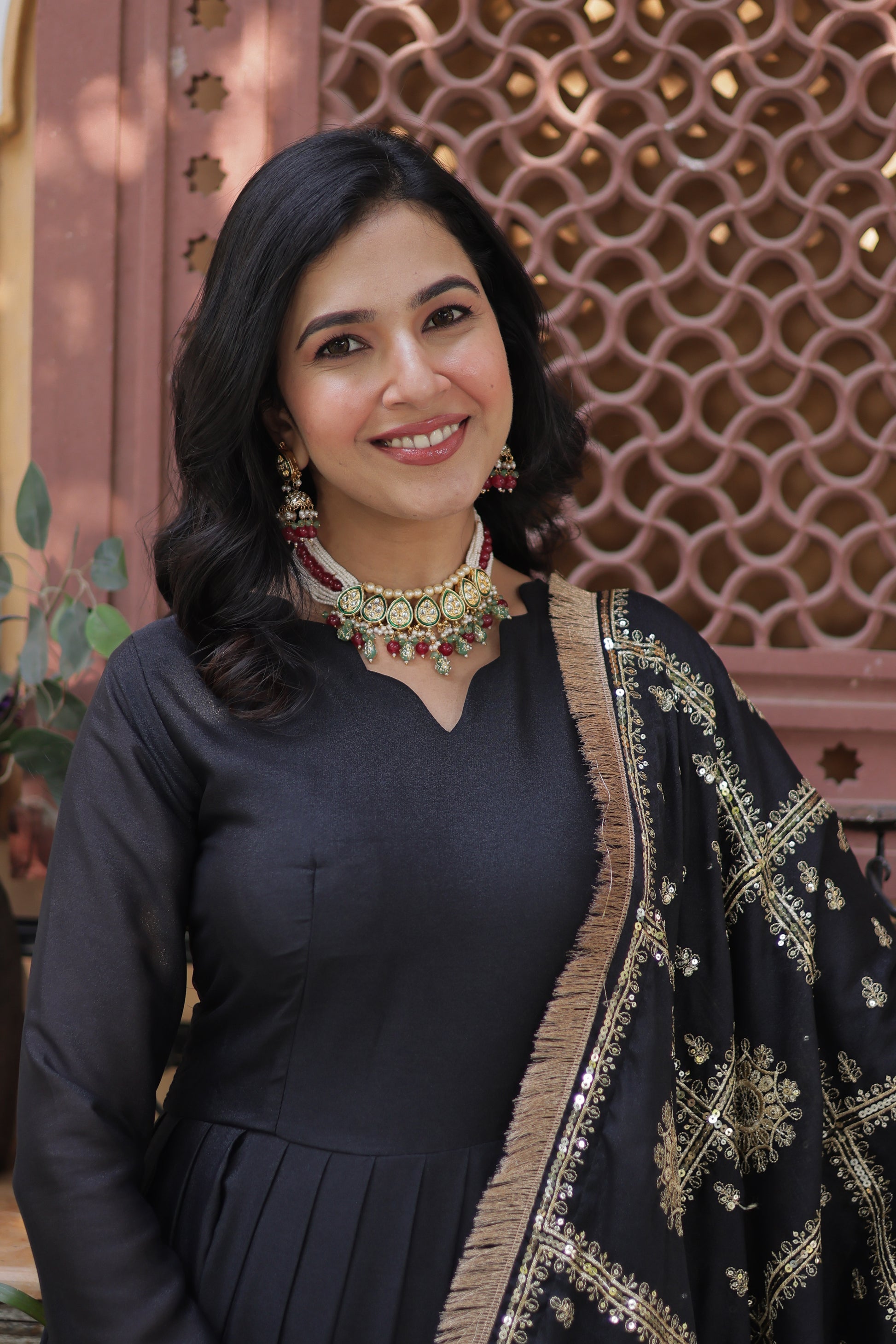 Bhashvika Black Georgette Embroidered Anarkali Gown Set