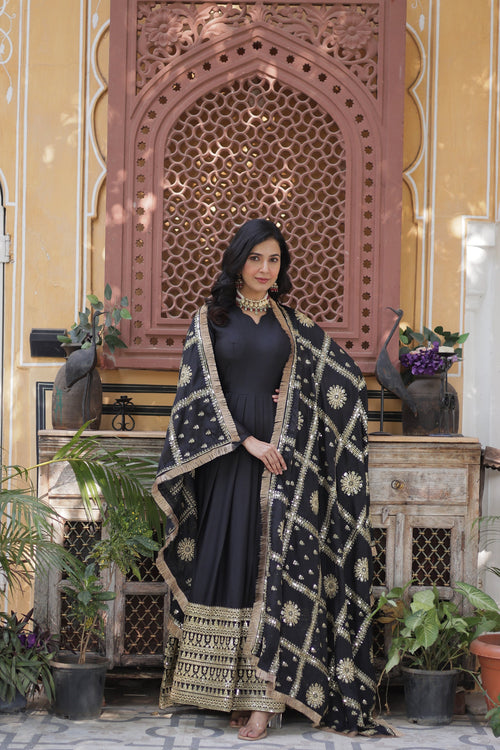 Black georgette embroidered Bhashvika designer Anarkali gown