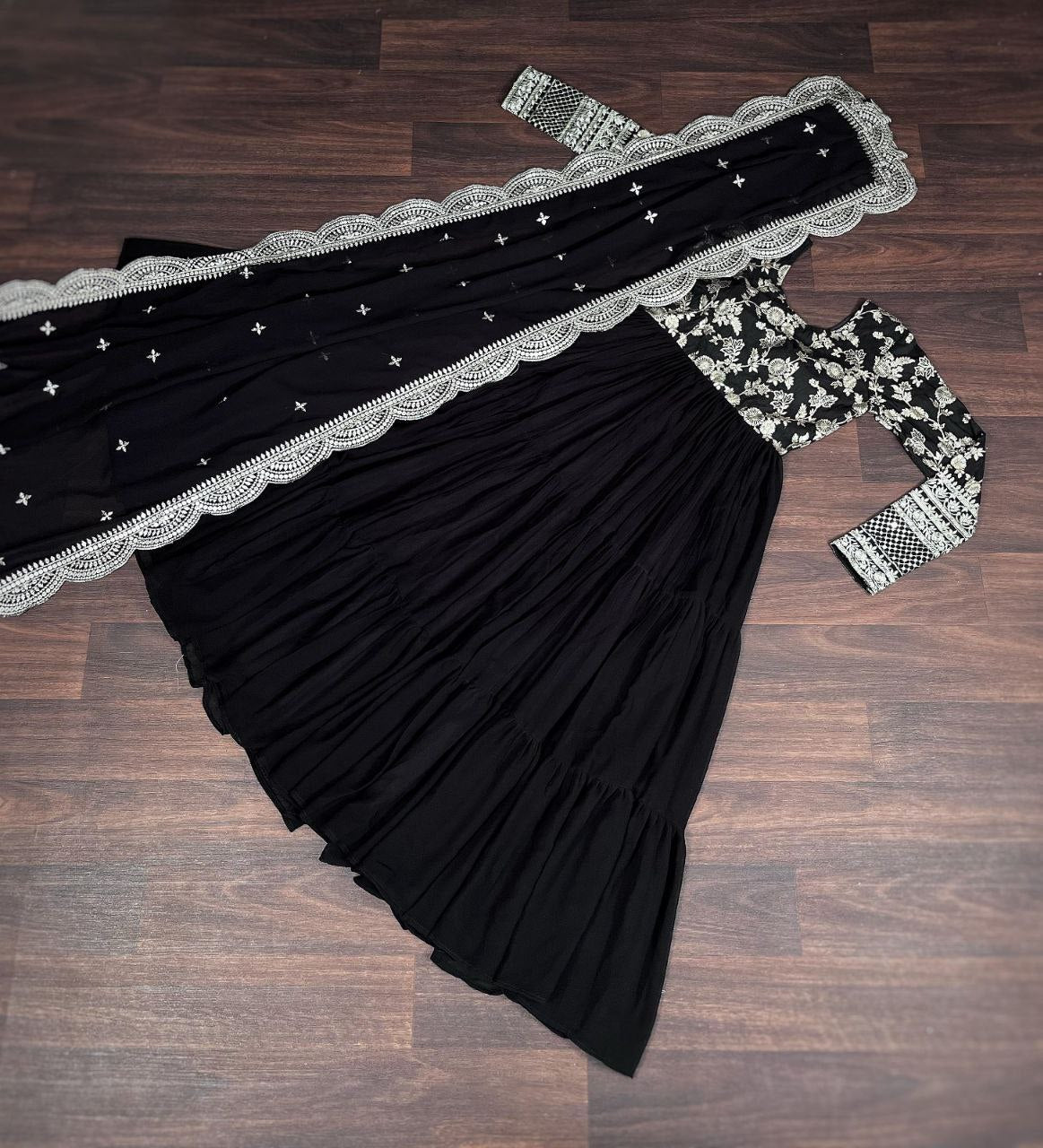 Revati black georgette anarkali gown suit set