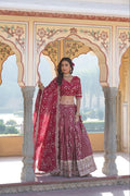 Kaushiki red embroidered lehenga set