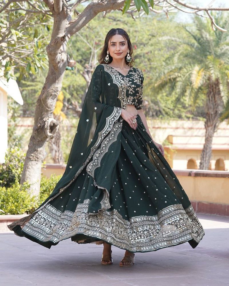 Vilasini Mehendi Green Embroidered Lehenga Set