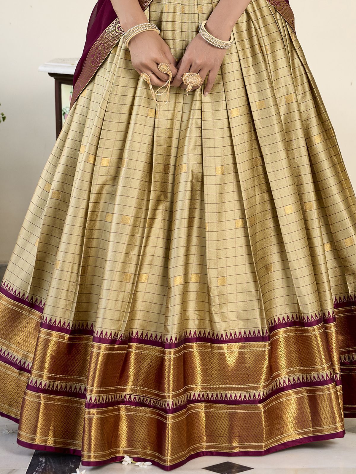 Brown Cotton Silk Paithani Weaving Work Traditional Lehenga Choli with Dupatta