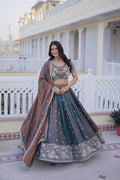 Chitrani silk sequins zari thread embroidered lehenga choli set