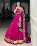 Pink Cotton Lace Work Designer Lehenga Choli with Dupatta