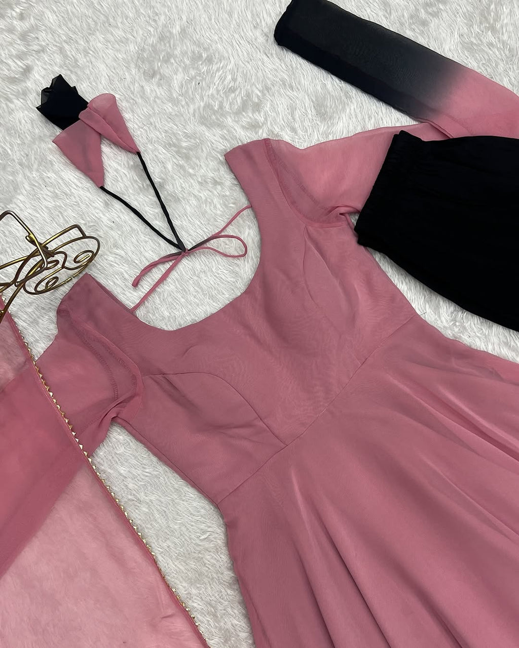 Devika Onion Pink Flair Georgette Anarkali Gown Set