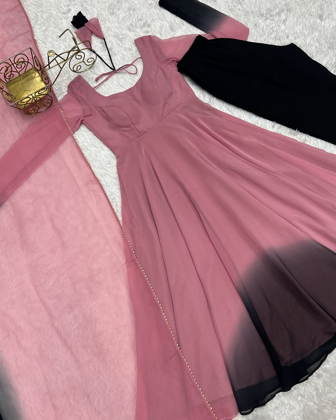 Devika Onion Pink Flair Georgette Anarkali Gown Set