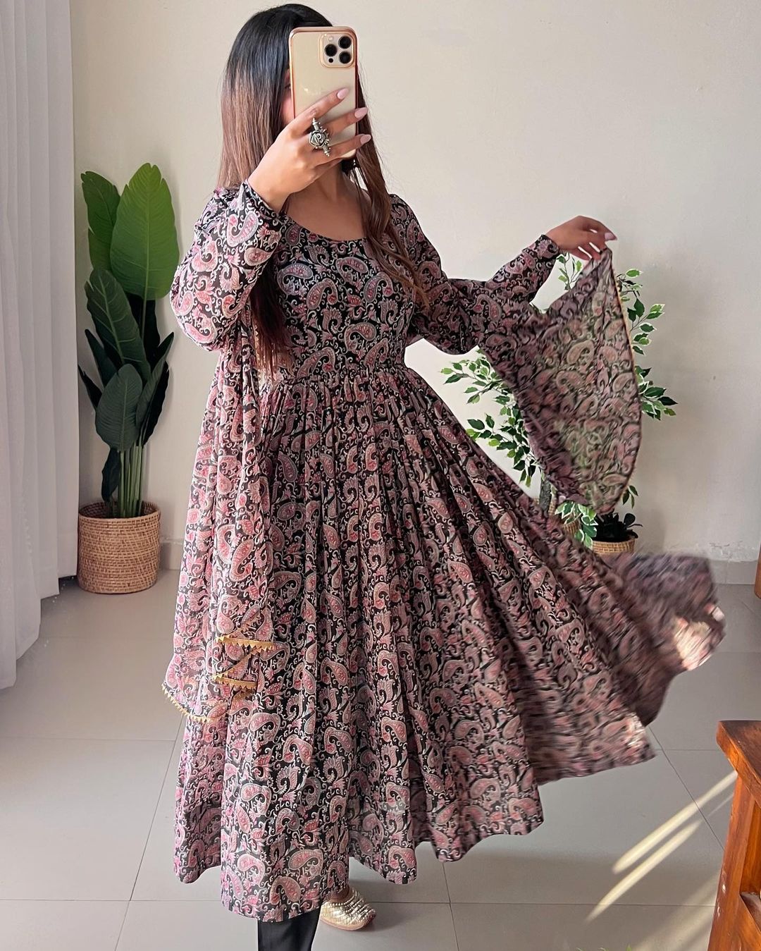 Black georgette ruffle flared Dityaa designer Anarkali suit