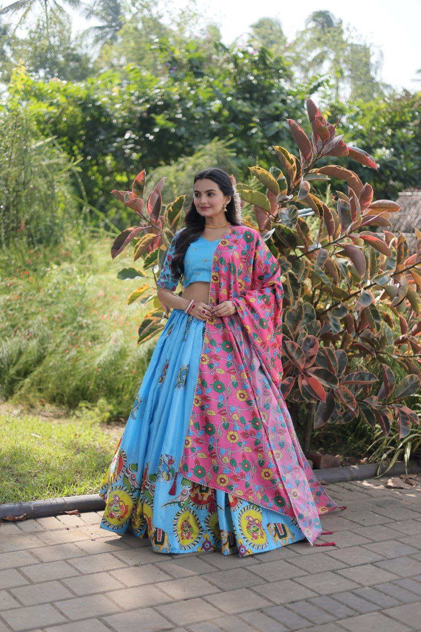 Dolla silk full stitched blue anarkali lehenga set