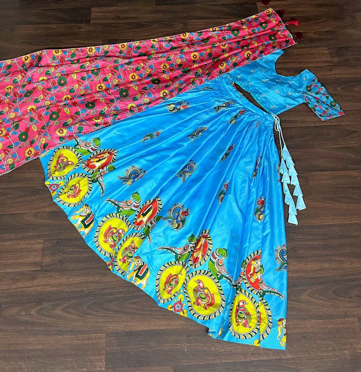 Dolla silk full stitched blue anarkali lehenga set
