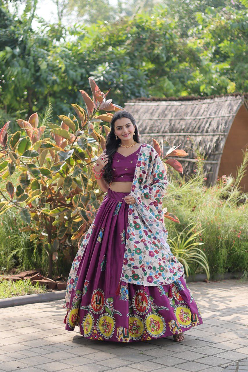 Dolla silk full stitched purple anarkali lehenga set