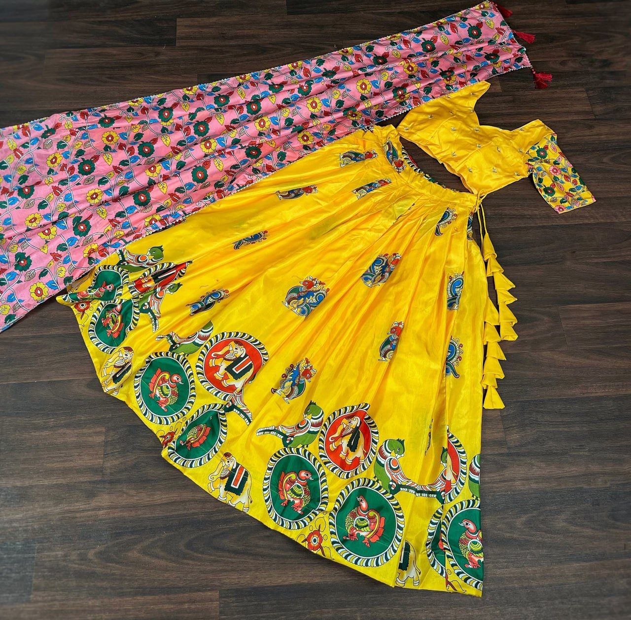 Dolla silk full stitched yellow anarkali lehenga set