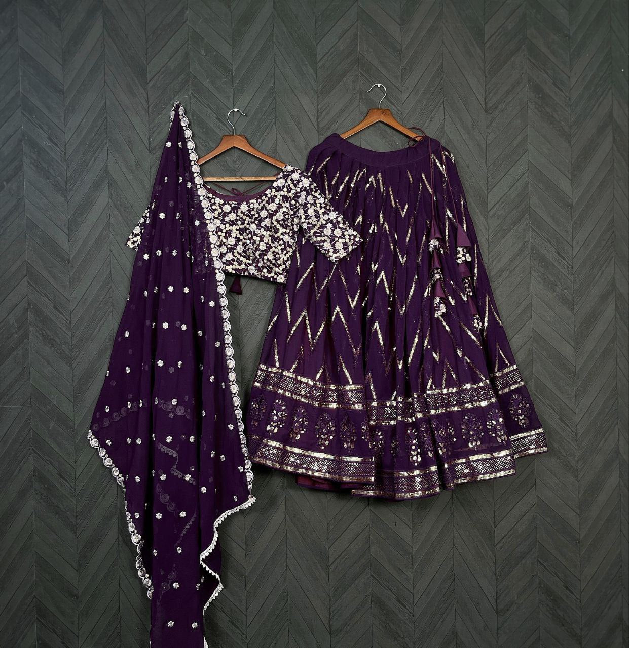 Enchanting faux blooming lehenga set with sequin embroidery