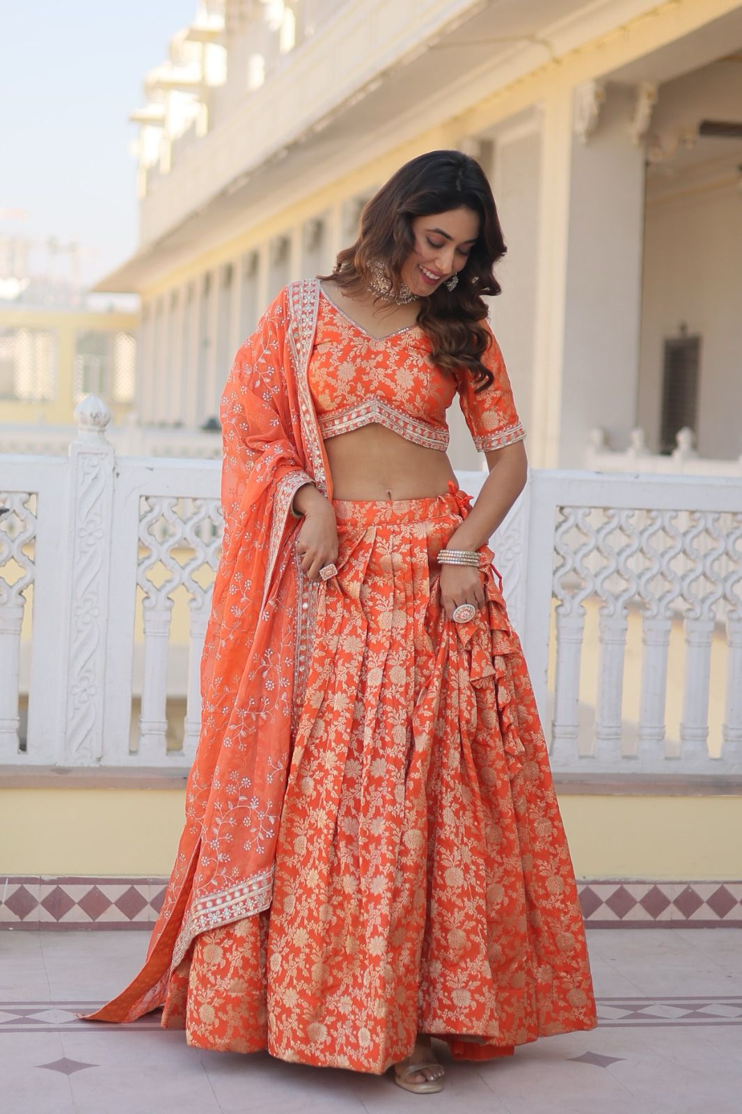 Ethereal viscose jacquard designer lehenga set